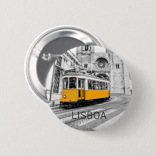 Lisbon Retro Tram Portugal Vintage Streetcar 2 Inch Round Button