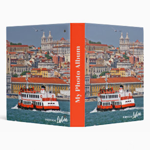 Lisbon skyline with old ferry on Tagus river Binder