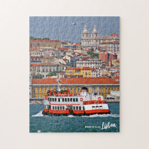 Lisbon skyline with old ferry on Tagus river Jigsaw Puzzle