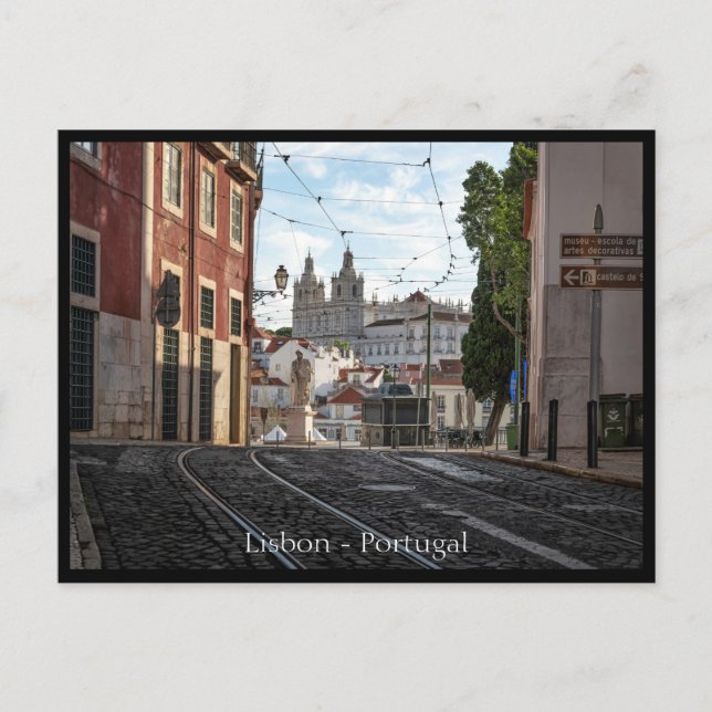 Lisbon Street, Portugal Postcard (Front)