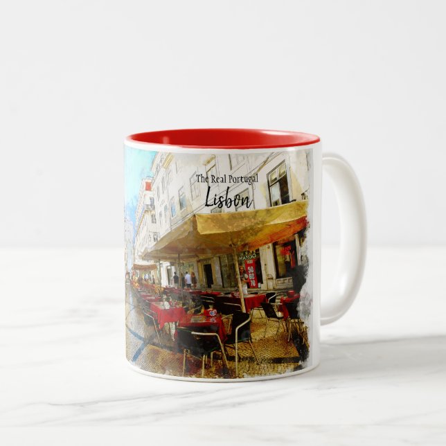 Lisbon- The Real Portugal Two-Tone Coffee Mug (Front Right)