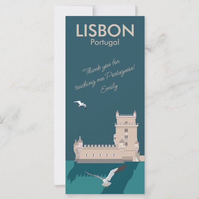 Lisbon Tower of Belem in vintage poster style (Front)