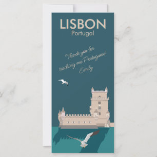 Lisbon Tower of Belem in vintage poster style
