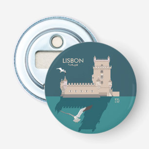 Lisbon Tower of Belem in vintage poster style Bottle Opener