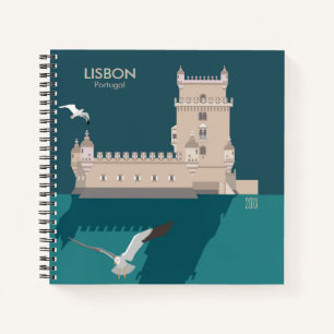 Lisbon Tower of Belem in vintage poster style Notebook