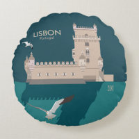Lisbon Tower of Belem in vintage poster style