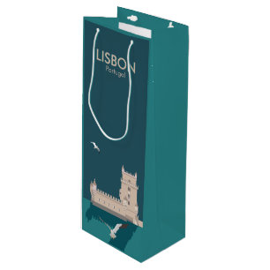 Lisbon Tower of Belem in vintage poster style Wine Gift Bag