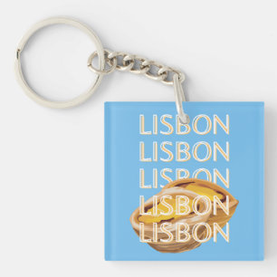 Lisbon Travel Art, Blue, Portugal Keychain