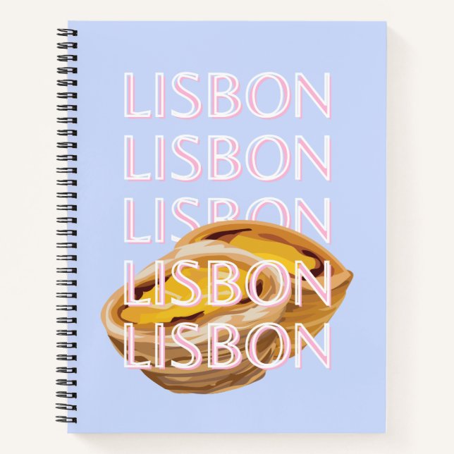 Lisbon Travel Art, Blue, Portugal, Pastel Notebook (Front)