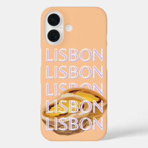Lisbon Travel Art, Orange, Portugal Travel Art iPhone 16 Case