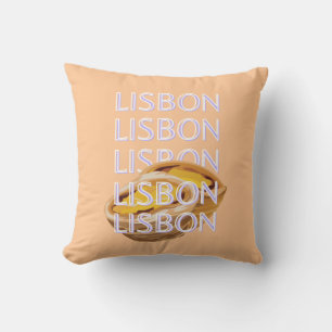 Lisbon Travel Art, Orange, Portugal Travel Art Throw Pillow