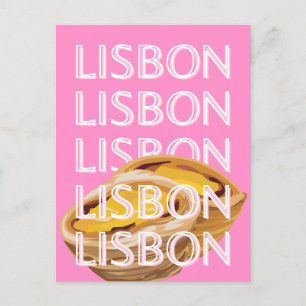 Lisbon Travel Art, Summer Travel Art, Pink Postcard