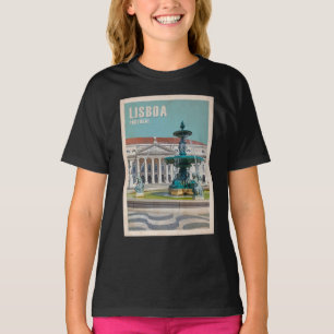 Lisbon Travel Poster D. Maria II Theatre, Portugal T-Shirt