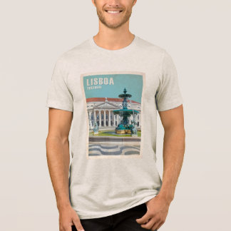 Lisbon Travel Poster D. Maria II Theatre, Portugal Tri-Blend Shirt