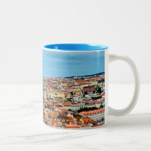 Lisbon View Coffee Mug, Traveler Gift Two-Tone Coffee Mug
