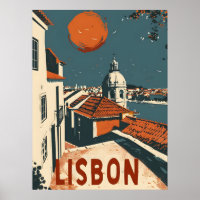 Lisbon Vintage Travel Ad Art