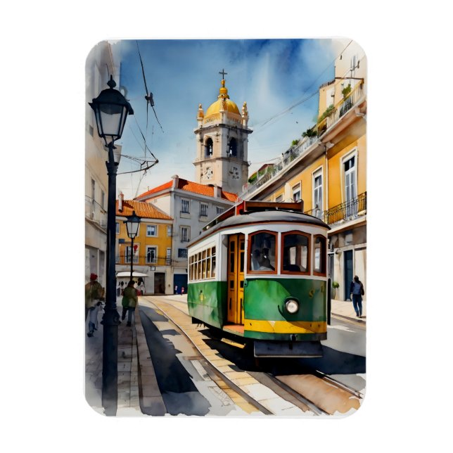 Lisbon watercolor art magnet (Vertical)