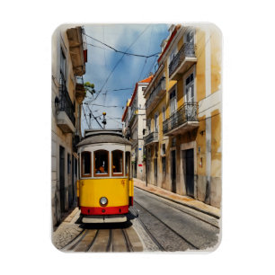 Lisbon watercolor art magnet