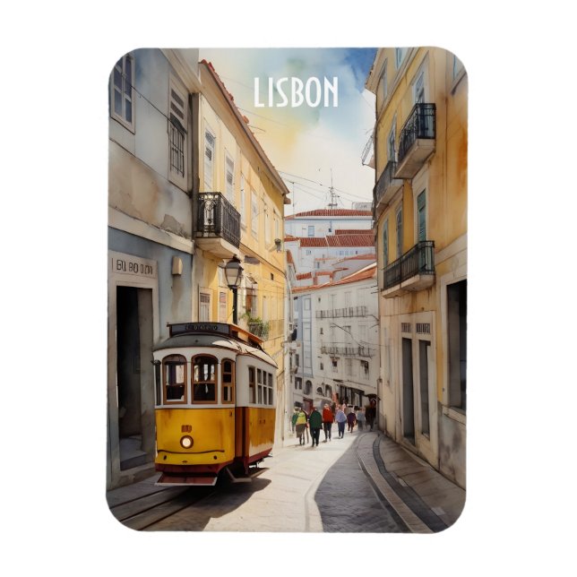 Lisbon watercolor art magnet (Vertical)