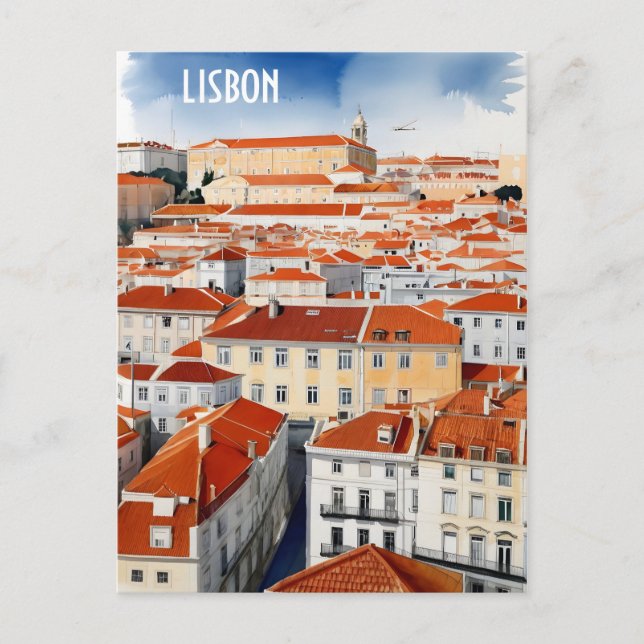 Lisbon watercolor art postcard (Front)
