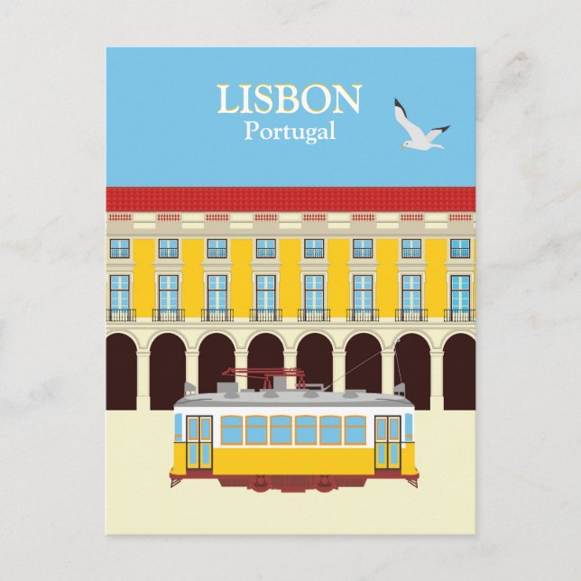 Lisbon yellow tram vintage style  postcard (Front)