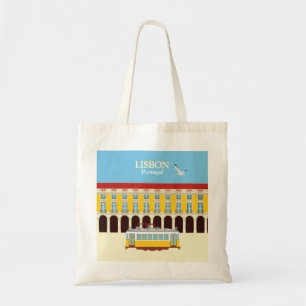Lisbon yellow tram vintage style  tote bag