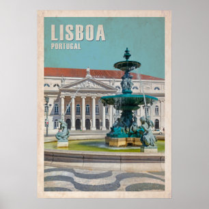 Lisbonne Affiche de voyage Théâtre D. Maria II, Po