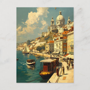 Lisbon's Tagus: Vintage River Charm Postcard