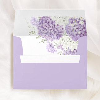Liseré de mariage blanc lilas lavande et enveloppe