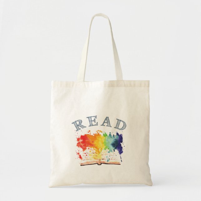Lisez le sac fourre-tout à aquarelle d'arc-en-ciel (Devant)