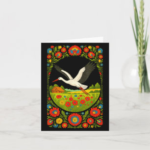 Lish Stork Folk Art Lska Countryside Design  Card