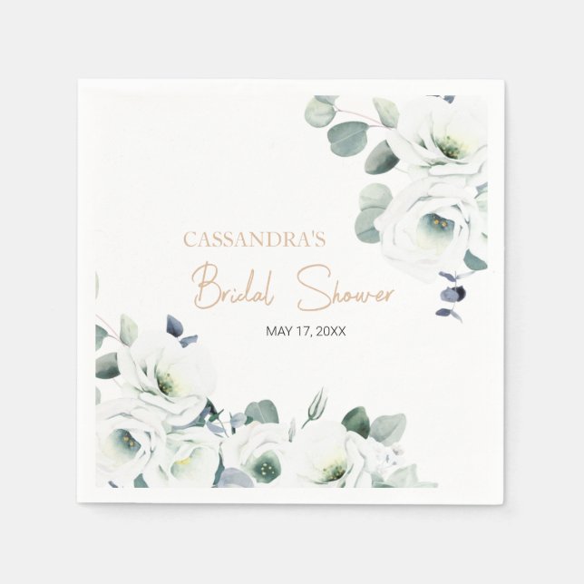 Lisianthus Succulent Ivory Botany Bridal Shower   Napkin (Front)
