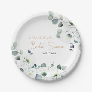 Lisianthus Succulent Ivory Botany Bridal Shower   Paper Plate
