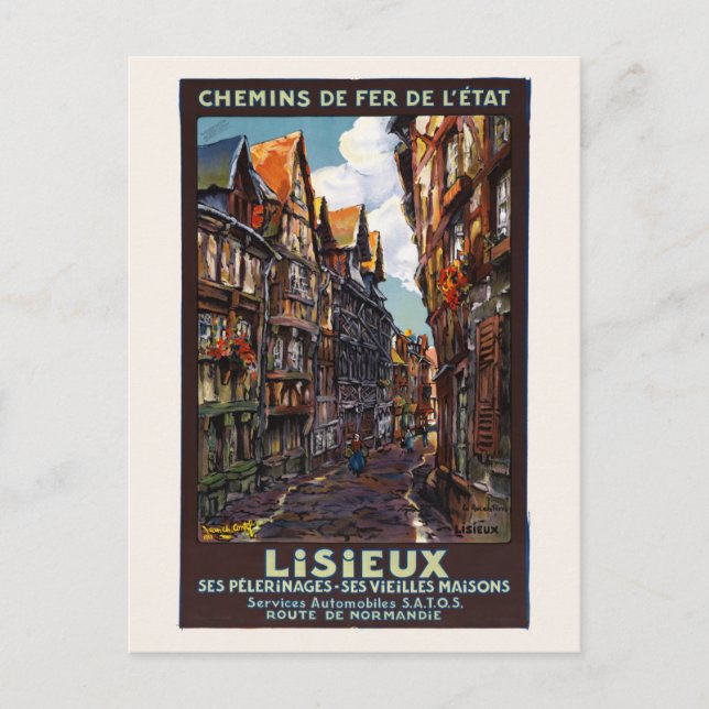 Lisieux France Vintage Poster 1930 Postcard (Front)