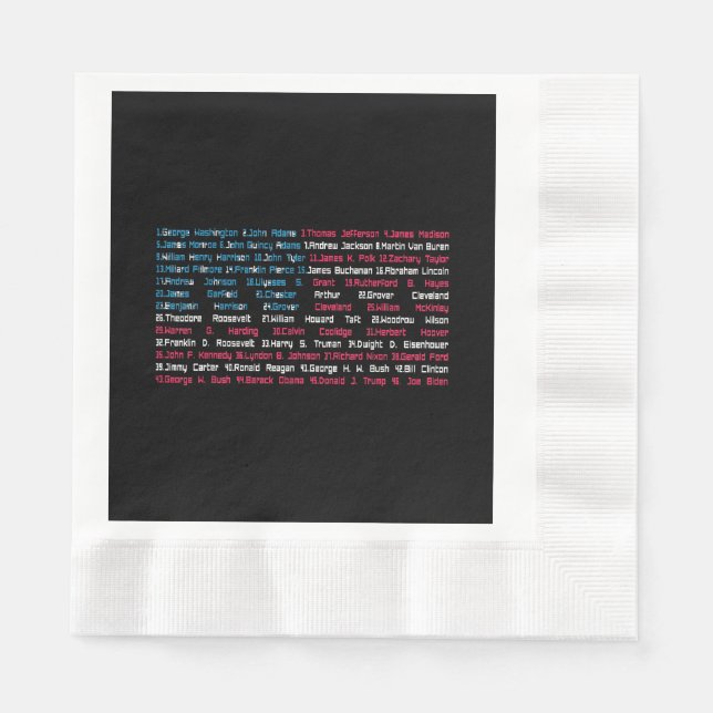 List 46 US Presidents of the United States Fun His Napkin (Front)