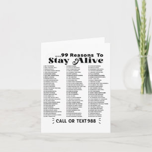 List Of 99 Reasons To Stay Alive - Mental Health A Card