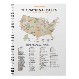 List of National Parks in the United States Notebook