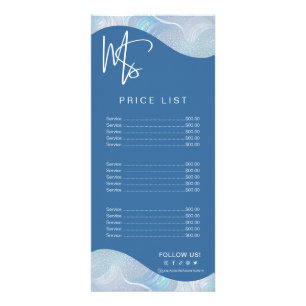 Liste de prix à dégradé bleu iridescent moderne
