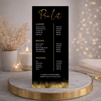 Liste de prix Black & Gold Lash Tech | Beauté de l