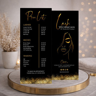 Liste de Prix Black & Gold Lash Tech | Beauté de L