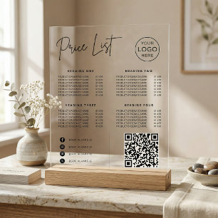 Liste de prix Code QR Site Web Réseaux Sociaux Ent