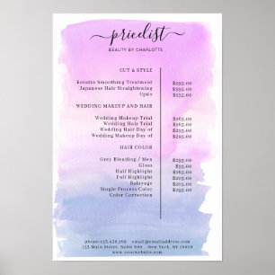 Liste de prix d'aquarelle moderne Poster