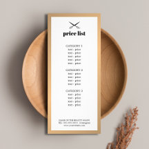 Liste de prix de beauté en or faux blanc minimalis