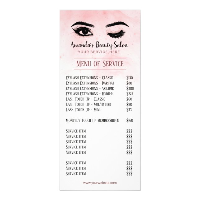 Liste de prix des cils de maquillage de l'artiste (Devant)
