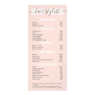 Liste de prix des stylistes de coiffure rose vif m