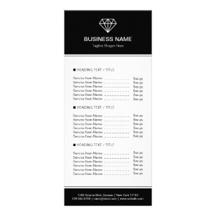 Liste de prix du logo moderne Black White tendance