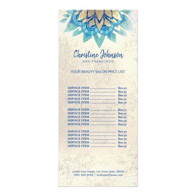 liste de prix du lotus esthéticien (Devant)