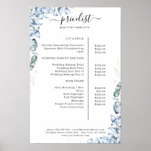 Liste de prix du salon Blue Eucalyptus Poster