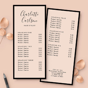 Liste de prix du service de salon Élégant rose pâl