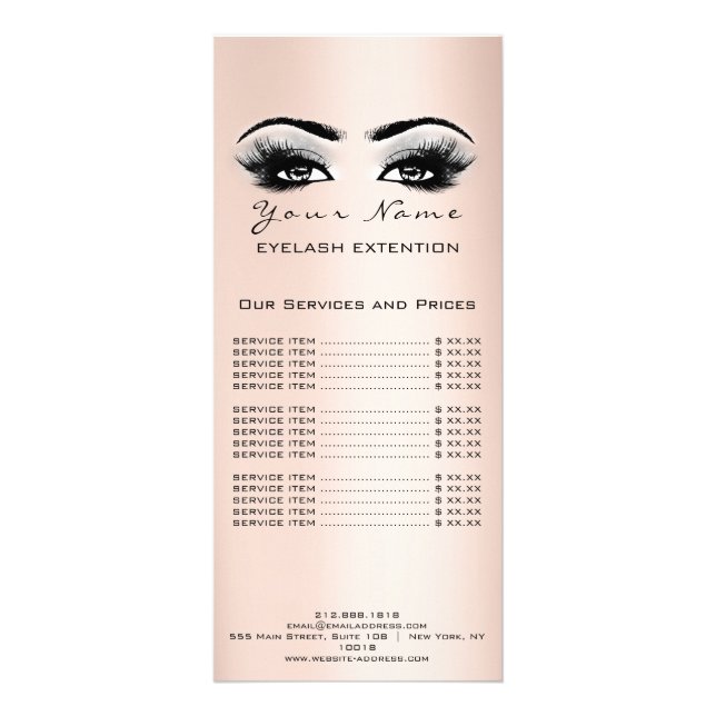 Liste de prix Lashes Extension Maquillage Rose Gol (Dos)
